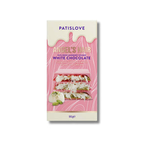 Angel’s Hair White Chocolate with Dried Raspberry Powder